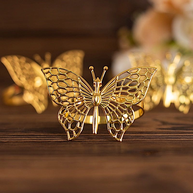 4 Metallic Laser Cut Butterfly Napkin Rings