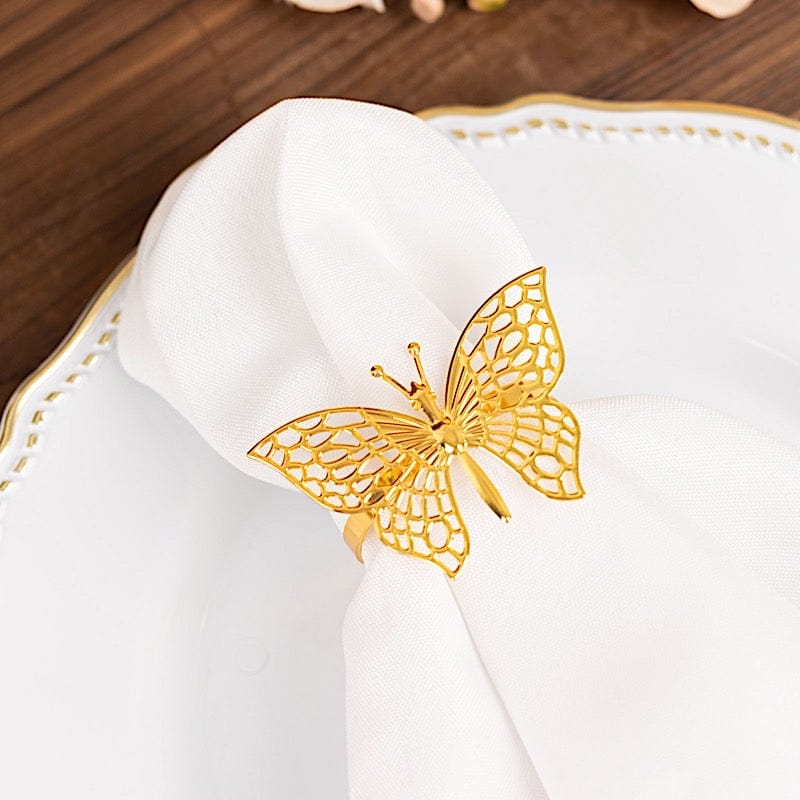 4 Metallic Laser Cut Butterfly Napkin Rings