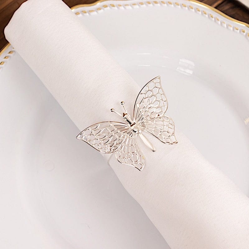 4 Metallic Laser Cut Butterfly Napkin Rings