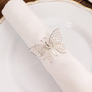4 Metallic Laser Cut Butterfly Napkin Rings
