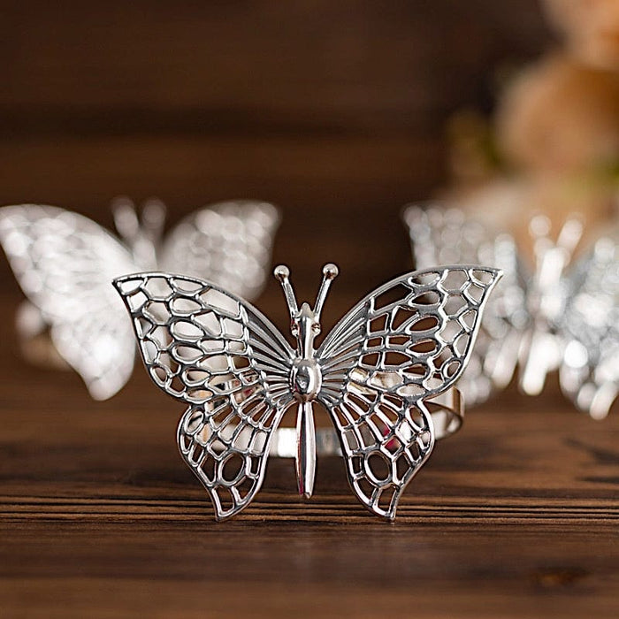 4 Metallic Laser Cut Butterfly Napkin Rings