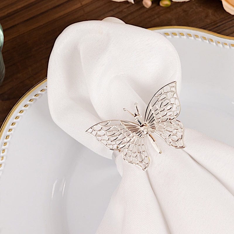 4 Metallic Laser Cut Butterfly Napkin Rings