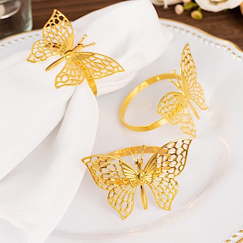 4 Metallic Laser Cut Butterfly Napkin Rings