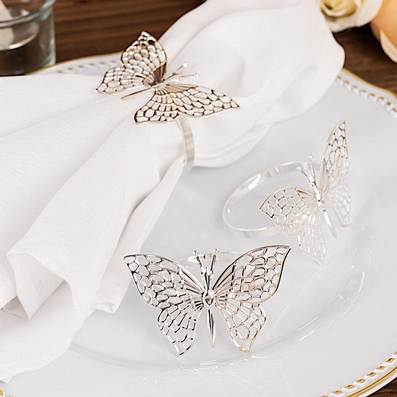 4 Metallic Laser Cut Butterfly Napkin Rings