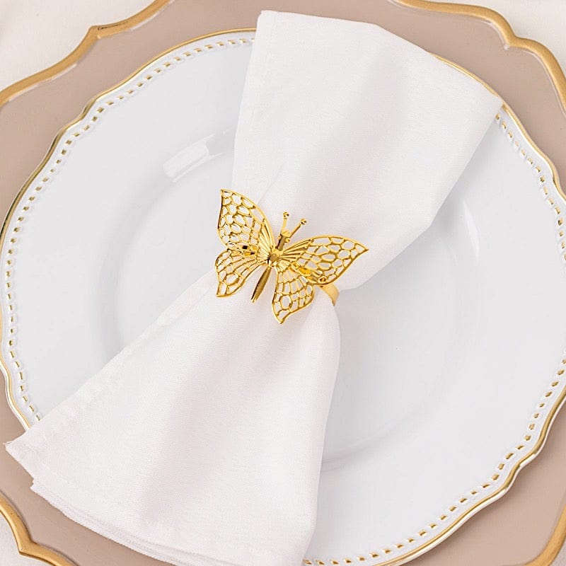 4 Metallic Laser Cut Butterfly Napkin Rings