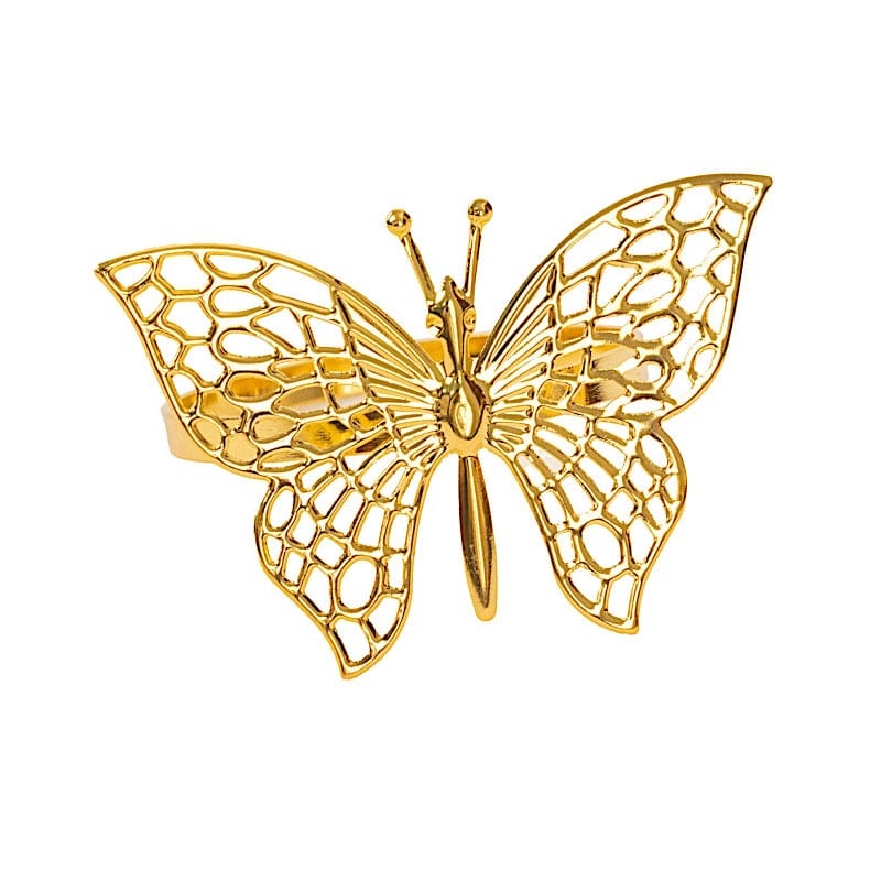 4 Metallic Laser Cut Butterfly Napkin Rings