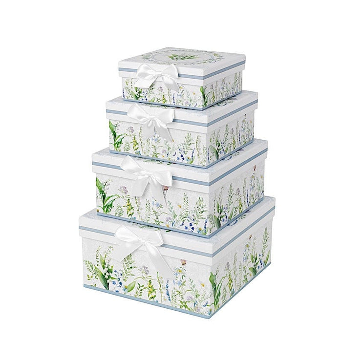 4 Nesting Gift Boxes with Lids BOX_TEA04_SET_WHT
