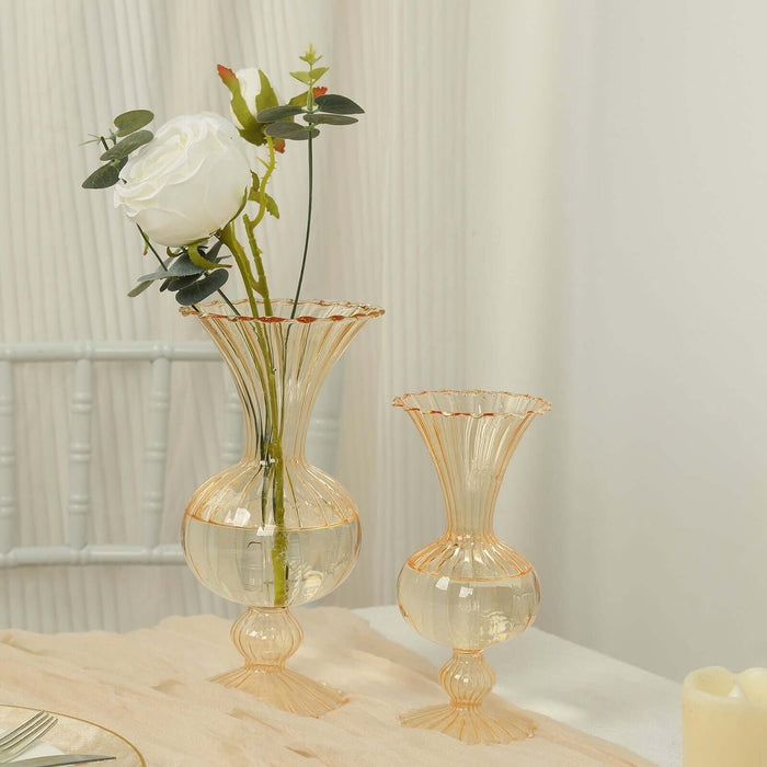 4 Nordic Style Glass Flower Vases with Petals Texture