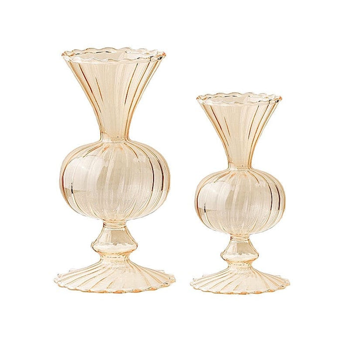 4 Nordic Style Glass Flower Vases with Petals Texture VASE_PB011_GLAS_SET2_AMB