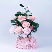 4 Pack 20" Artificial Flower Arrangements Roses, Hydrangeas and Eucalyptus with Foam Base