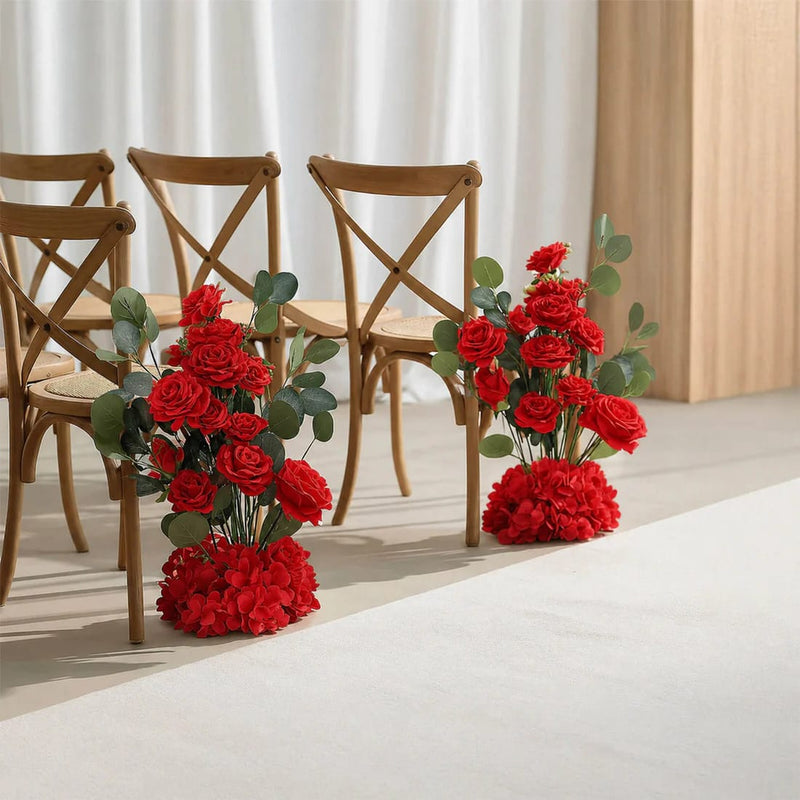 4 Pack 20" Artificial Flower Arrangements Roses, Hydrangeas and Eucalyptus with Foam Base