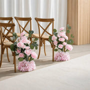 4 Pack 20" Artificial Flower Arrangements Roses, Hydrangeas and Eucalyptus with Foam Base