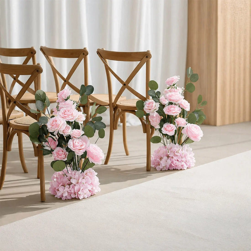 4 Pack 20" Artificial Flower Arrangements Roses, Hydrangeas and Eucalyptus with Foam Base
