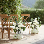 4 Pack 20" Artificial Flower Arrangements Roses, Hydrangeas and Eucalyptus with Foam Base - White and Green ARTI_RS012_AISL_20_WHT