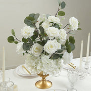 4 Pack 20" Artificial Flower Arrangements Roses, Hydrangeas and Eucalyptus with Foam Base - White and Green ARTI_RS012_AISL_20_WHT