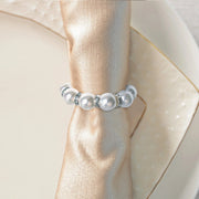 4 pcs 1.5" Pearl Beads and Silver Rhinestone Napkin Rings - White NAP_RING48_WHT