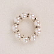 4 pcs 1.5" Pearl Beads and Silver Rhinestone Napkin Rings - White NAP_RING48_WHT