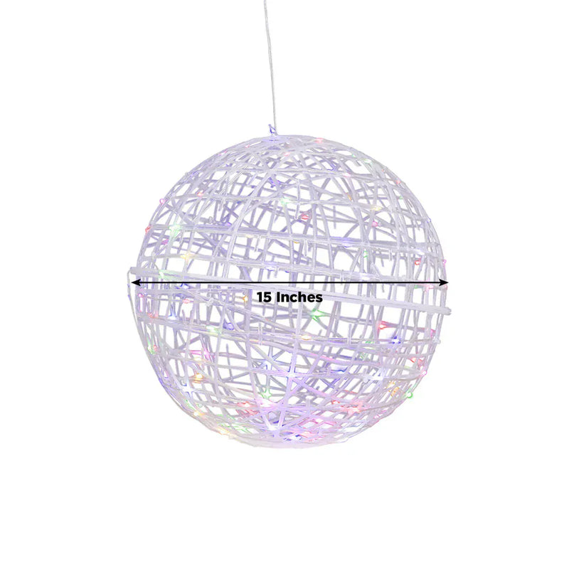 4 pcs 15" Woven Rattan Orbs LED Lighted Decorative Sphere Balls - White LED_BALL16_20_PK4