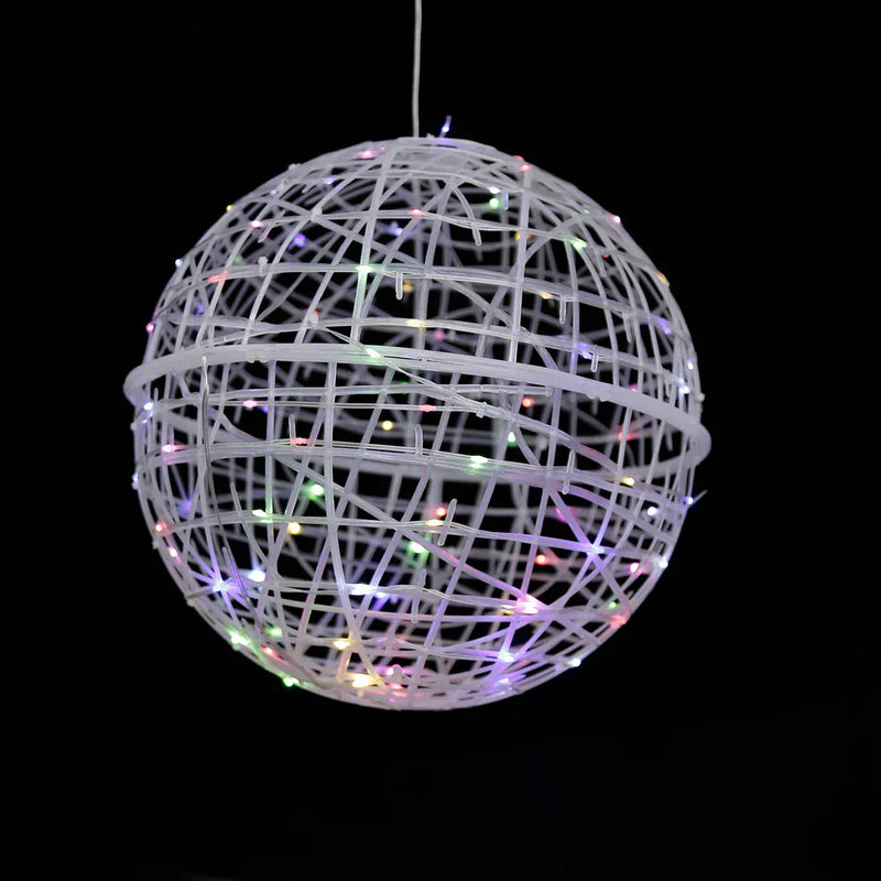4 pcs 15" Woven Rattan Orbs LED Lighted Decorative Sphere Balls - White LED_BALL16_20_PK4