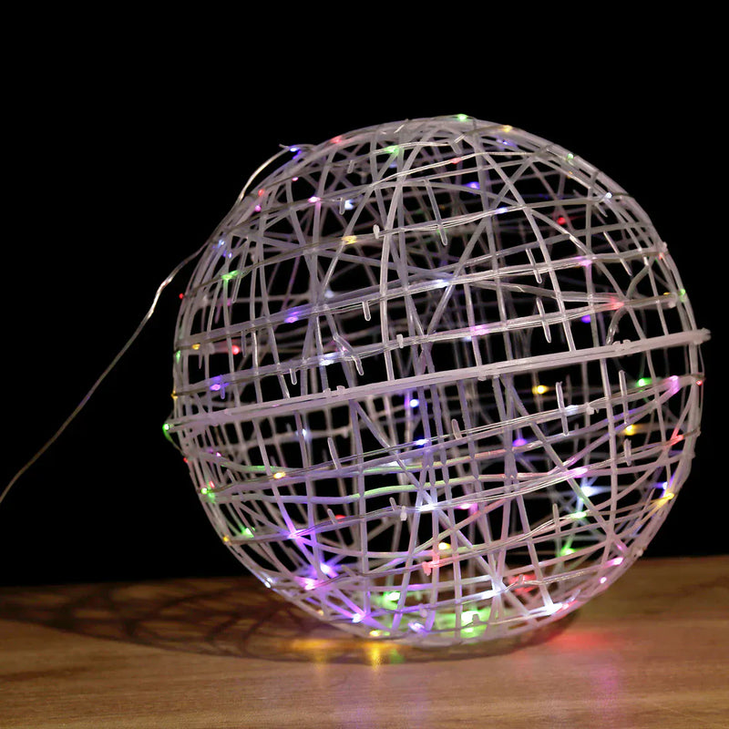 4 pcs 15" Woven Rattan Orbs LED Lighted Decorative Sphere Balls - White LED_BALL16_20_PK4