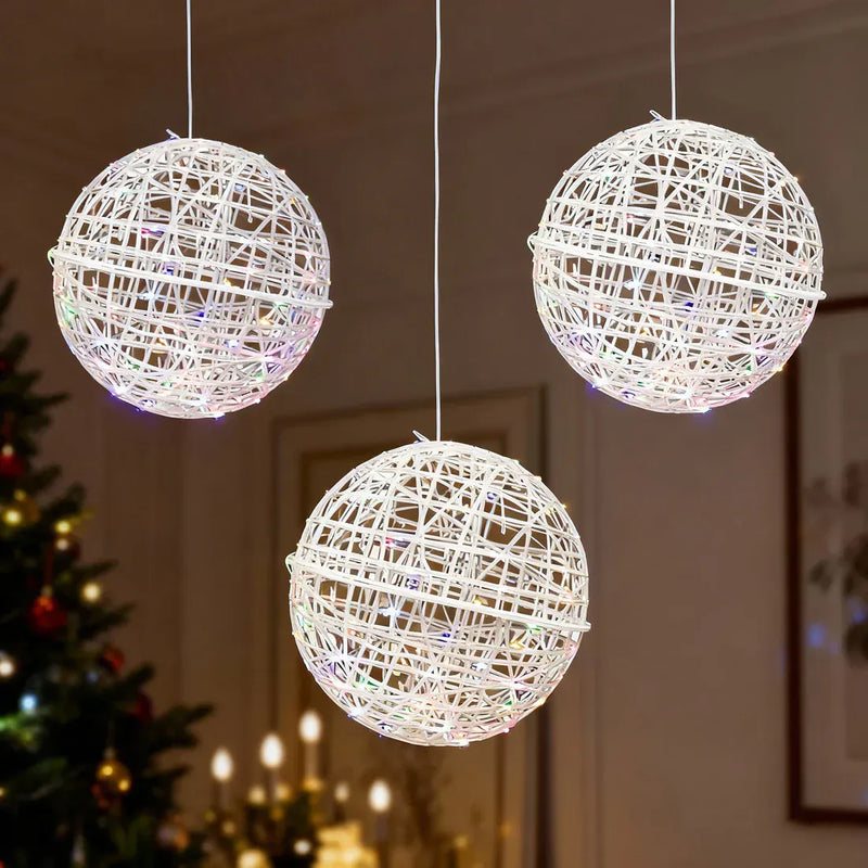 4 pcs 15" Woven Rattan Orbs LED Lighted Decorative Sphere Balls - White LED_BALL16_20_PK4
