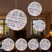 4 pcs 15" Woven Rattan Orbs LED Lighted Decorative Sphere Balls - White LED_BALL16_20_PK4