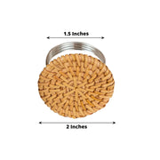4 pcs 2" Farmhouse Style Jute Rattan Metal Napkin Rings - Natural NAP_RING43_NAT