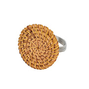 4 pcs 2" Farmhouse Style Jute Rattan Metal Napkin Rings - Natural NAP_RING43_NAT