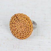 4 pcs 2" Farmhouse Style Jute Rattan Metal Napkin Rings - Natural NAP_RING43_NAT