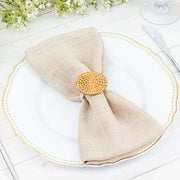 4 pcs 2" Farmhouse Style Jute Rattan Metal Napkin Rings - Natural NAP_RING43_NAT