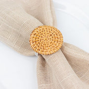 4 pcs 2" Farmhouse Style Jute Rattan Metal Napkin Rings - Natural NAP_RING43_NAT