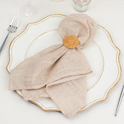 4 pcs 2" Farmhouse Style Jute Rattan Metal Napkin Rings - Natural NAP_RING43_NAT