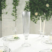 4 pcs 20" Glass Trumpet Vases Ribbed Design - Clear VASE_A74_RIB_20_CLR
