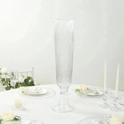 4 pcs 26" Glass Trumpet Vases Ribbed Design - Clear VASE_A74_RIB_25_CLR