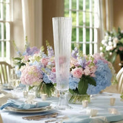 4 pcs 26" Glass Trumpet Vases Ribbed Design - Clear VASE_A74_RIB_25_CLR