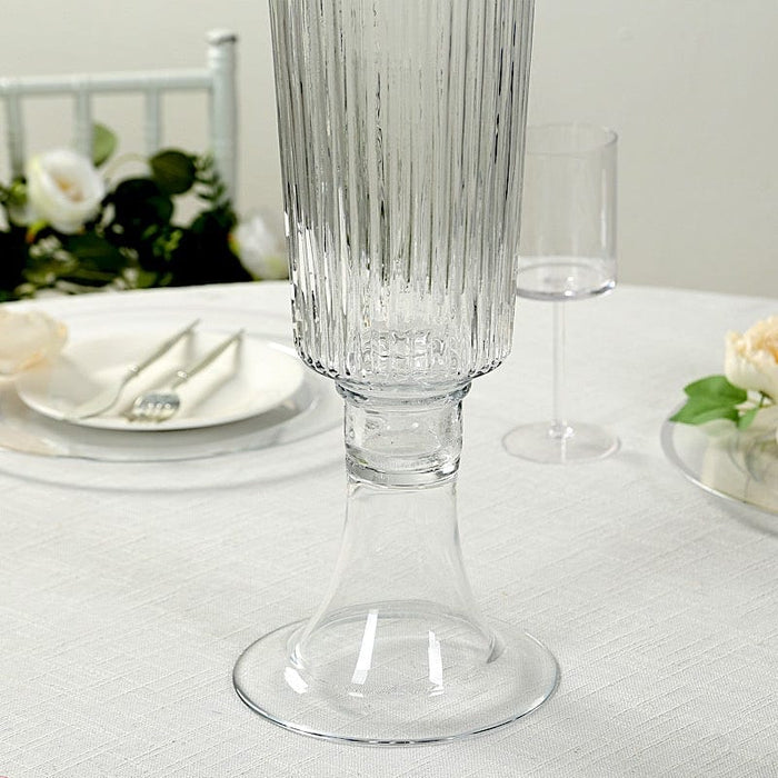 4 pcs 26" Glass Trumpet Vases Ribbed Design - Clear VASE_A74_RIB_25_CLR