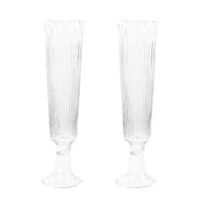 4 pcs 26" Glass Trumpet Vases Ribbed Design - Clear VASE_A74_RIB_25_CLR