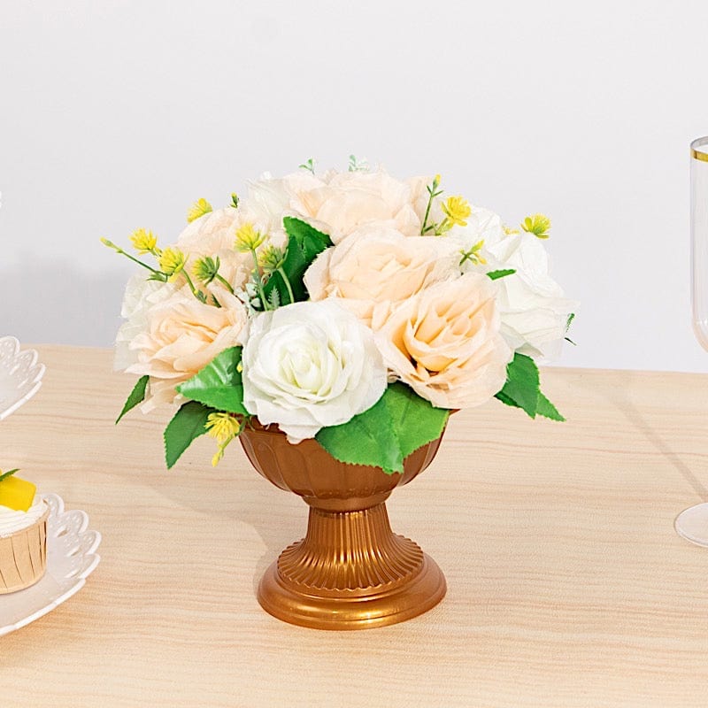 potted plant table centerpieces 4 pcs 6 in Plastic Vases Roman Style Flower Pedestal Pots Gold