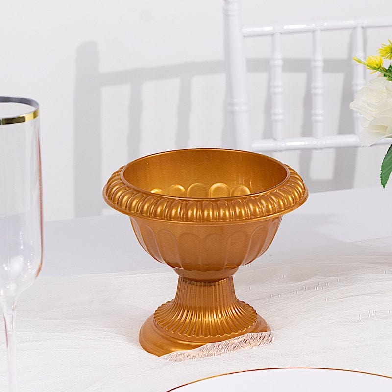 gold plastic plant pots 4 pcs 6 in Plastic Vases Roman Style Flower Pedestal Pots Gold
