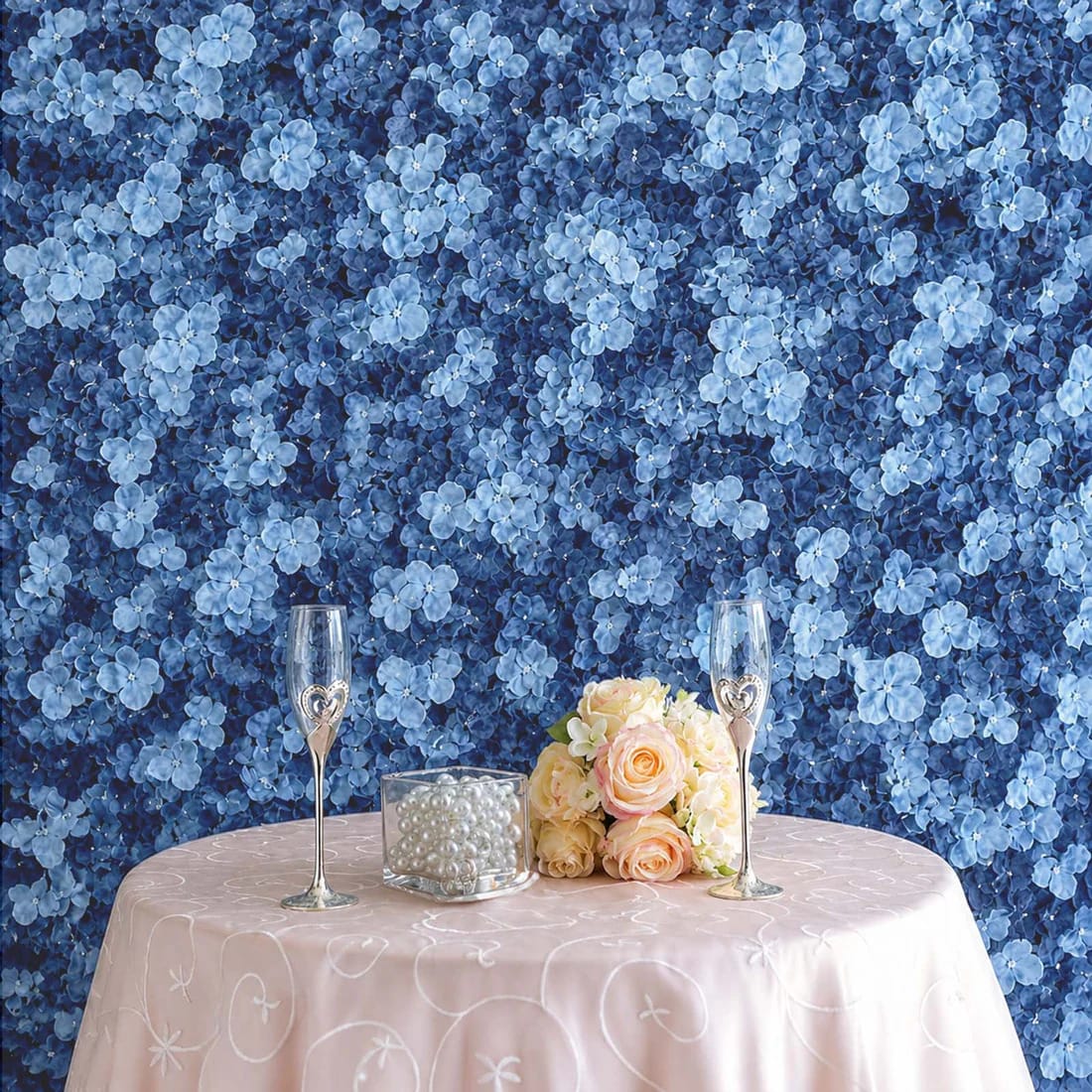 4 pcs Silk Hydrangea Flowers Wall Backdrop Panels