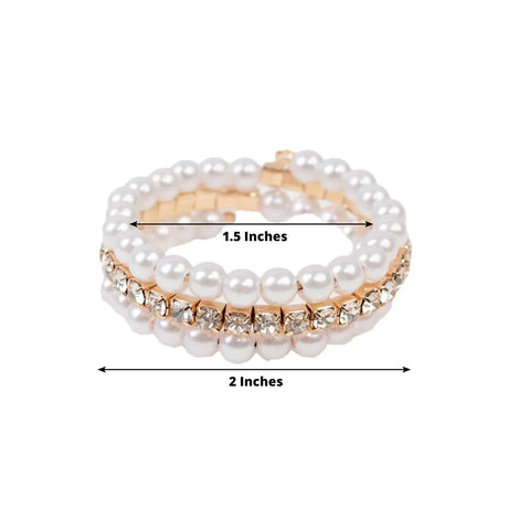 4 Pearl Rhinestone Napkin Rings - White NAP_RING_PRL01_WHT
