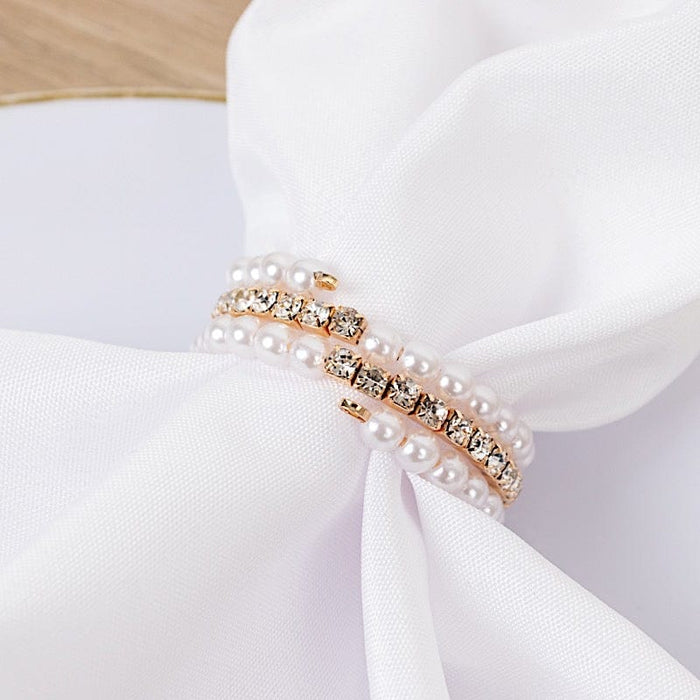 4 Pearl Rhinestone Napkin Rings - White NAP_RING_PRL01_WHT