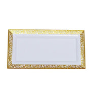 4 Plastic 14" Rectangle Serving Trays with Lace Print Rim Design