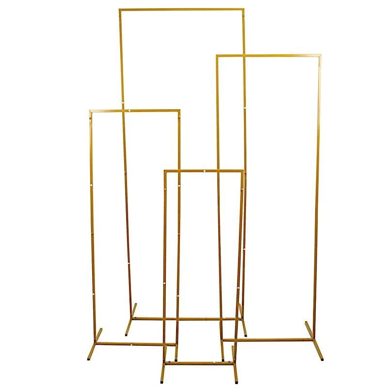 4 Rectangular Metal Floral Display Frame Wedding Arch Backdrop Stand Set - Gold IRON_STND05A_SET_GOLD