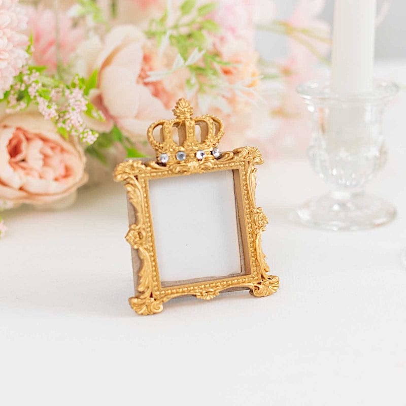 4 Resin Royal Crown Square Favors Picture Frame - Gold FAV_FRM_006_GOLD