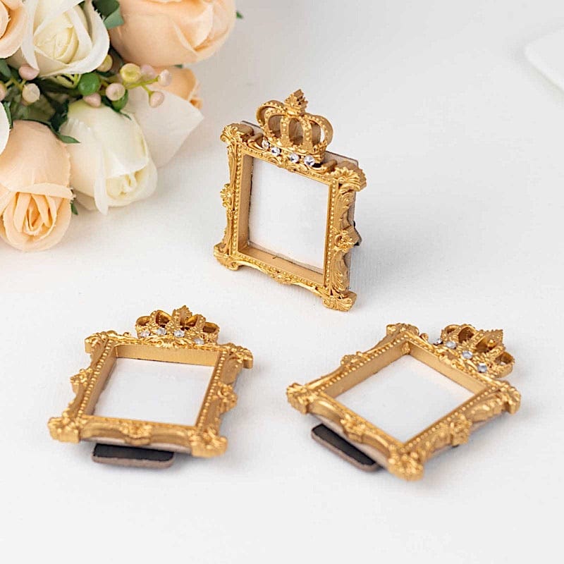 4 Resin Royal Crown Square Favors Picture Frame - Gold FAV_FRM_006_GOLD