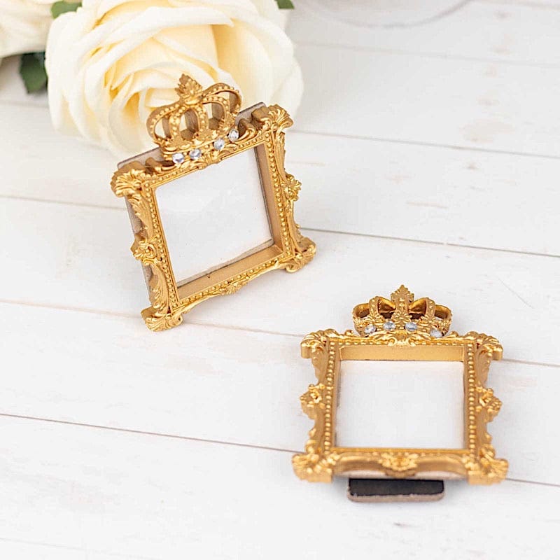 4 Resin Royal Crown Square Favors Picture Frame - Gold FAV_FRM_006_GOLD