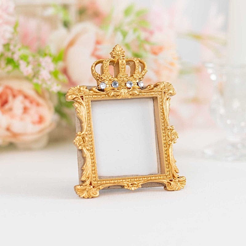 4 Resin Royal Crown Square Favors Picture Frame - Gold FAV_FRM_006_GOLD