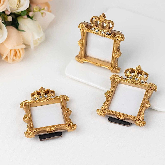 4 Resin Royal Crown Square Favors Picture Frame - Gold FAV_FRM_006_GOLD