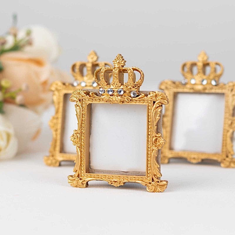 4 Resin Royal Crown Square Favors Picture Frame - Gold FAV_FRM_006_GOLD
